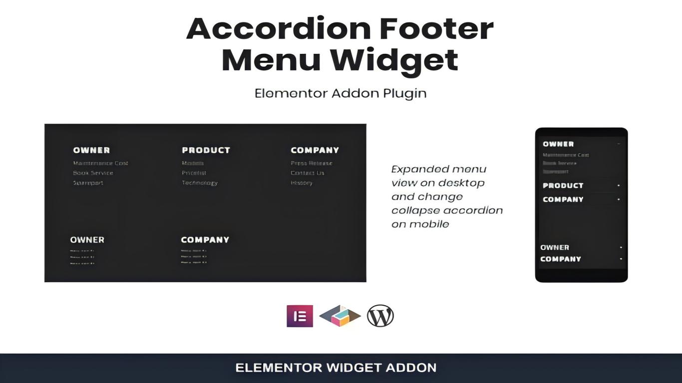 WP ‌Accordion Footer Menu Widget For Elementor 1.0插件