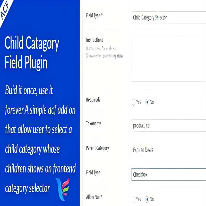 WP ‌ACF Child Category Field 1.0.0插件