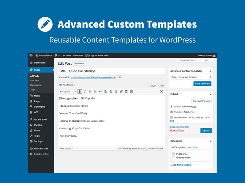 WP Advanced Custom Templates – Content Templates for WordPress 3.0插件