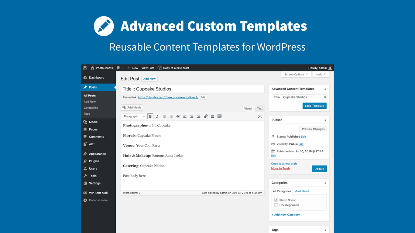 WP Advanced Custom Templates – Content Templates for WordPress 3.0插件